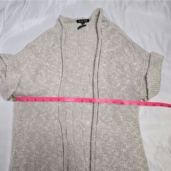MASSIMO DUTTI neutral beige cotton linen longline short sleeve cardigan sweater - Picture 7 of 8